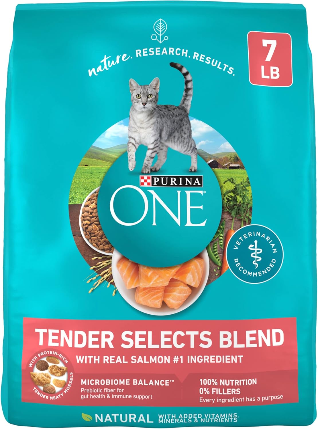 Purina ONE Natural Dry Cat Food, Tender Selects with Real Salmon - 7 lb