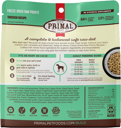 Primal Freeze-Dried Chicken Dog Food, 7 oz - Complete, Grain-Free, High-Protein Raw Meal