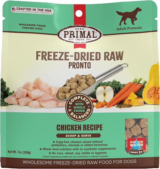 Primal Freeze-Dried Chicken Dog Food, 7 oz - Complete, Grain-Free, High-Protein Raw Meal